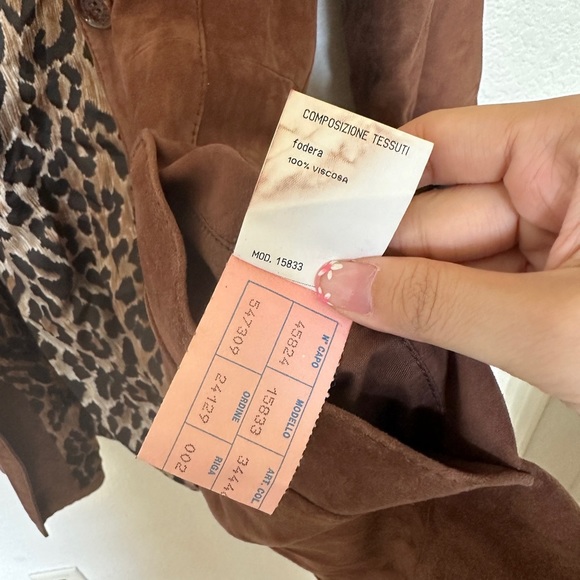 Dolce & Gabbana VTG Brown Leather Suede Leopard Print Trench Jacket Coat Blazer - Picture 10 of 14
